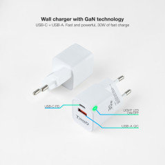 TooQ TQWC-GANQCPD30WT Caricabatterie per dispositivi mobili Universale Bianco AC Ricarica rapida Interno