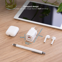 TooQ TQWC-GANQCPD30WT Caricabatterie per dispositivi mobili Universale Bianco AC Ricarica rapida Interno