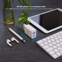 TooQ TQWC-GANQCPD45WT mobile device charger Universal White AC Fast charging Indoor