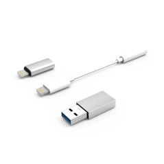 CoolBox COO-CKIT-APPL cable gender changer 3.5 mm Lightning White