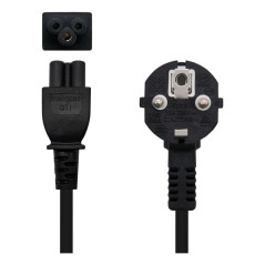 Cable alimentacion tipo trebol 1.5m nanocable negro corriente -  acodado -  schuko c5 -  awg18