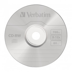 VERBATIM CD-RW 700MB 12X 10 PACK JEWEL CASE SUPERFICIE SCRATCH RESISTANT 43148