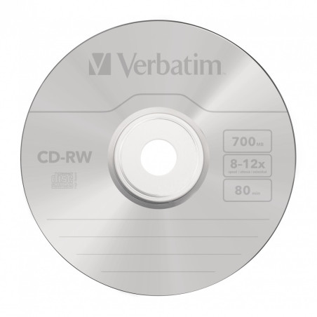 VERBATIM CD-RW 700MB 12X 10 PACK JEWEL CASE SUPERFICIE SCRATCH RESISTANT 43148