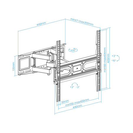 Soporte de pared tooq para pantallas 32 pulgadas -  70 pulgadas inclinable