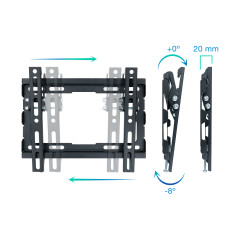 Soporte pared tv television monitor tooq lp1044t - b 23 pulgadas - 43 pulgadas carga maxima 45kg