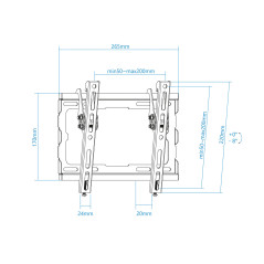 TooQ LP1044T-B Supporto TV a parete 109,2 cm (43") Nero