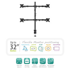 Soporte de mesa ewent ew1514 para 4 monitores tv hasta 32 pulgadas