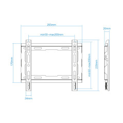 TooQ LP1043F-B Supporto TV a parete 109,2 cm (43") Nero