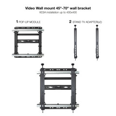 Soporte video wall tooq tqvw4571t vesa hasta 70 pulgadas 600x400mm max 70kg