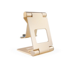 Soporte sobremesa tooq para telefono - tablet plegable slim dorado