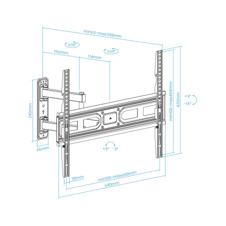Soporte de pared tooq para pantallas 37 pulgadas -  70 pulgadas