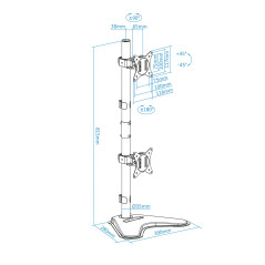 TooQ DB1703TNV-B Supporti a parete per TV 81,3 cm (32") Scrivania Nero