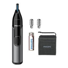 Cortapelos philips + naricero nt3650 - 16 negro 2peines -  cuchilla lavable -  ducha -  recortador -  pila aa