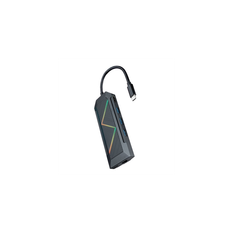 Hub nanocable 8 en 1  usb tipo c -  usb -  hdmi -  rj45 -  micro sd -  15cm -  macho - hembra
