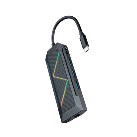 Hub nanocable 8 en 1  usb tipo c -  usb -  hdmi -  rj45 -  micro sd -  15cm -  macho - hembra