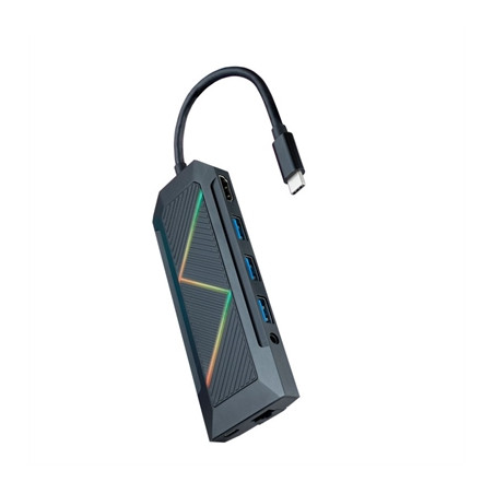 Hub nanocable 9 en 1 usb tipo c -  usb -  hdmi -  rj45 -  micro sd -  jack 3.5mm -  15cm -  macho - hembra