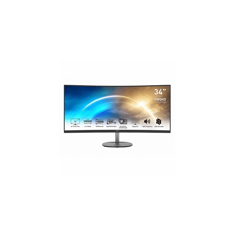 Monitor led 34 pulgadas msi mp341cq dp hdmi mm curvo uwqhd 100 panoramico 21:9