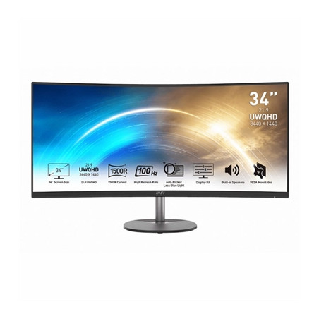 Monitor led 34 pulgadas msi mp341cq dp hdmi mm curvo uwqhd 100 panoramico 21:9