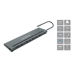 Docking station conceptronic  usb tipo c donn17g 2 x hdmi -  1 x dp -  2 x usb 3.0 -  1 x usb 2.0 -  1 x rj45 -  1 x aux -  lect