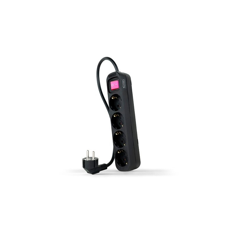 Regleta 4 tomas 1.4m con interruptor nanocable negro 4 tomas -  250v -  proteccion