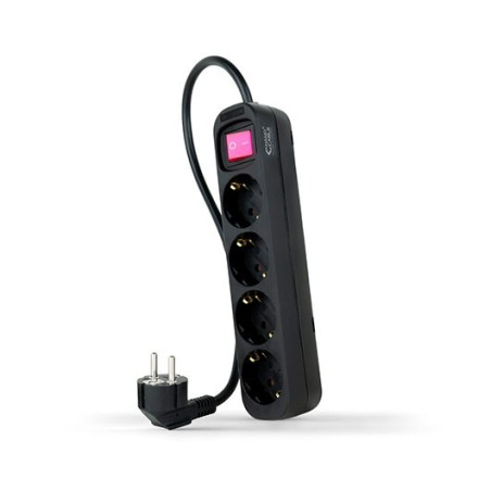 Regleta 4 tomas 1.4m con interruptor nanocable negro 4 tomas -  250v -  proteccion