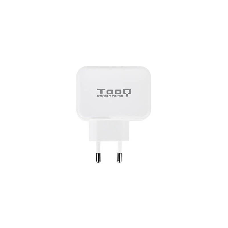 Cargador de pared doble tooq usb tipo c 3a -  usb tipo a 2.4a - 27w -  blanco