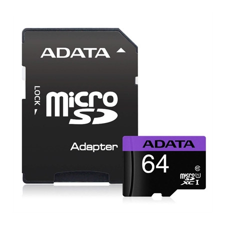 Tarjeta micro sd adata 64gb cl10 + adaptador sd