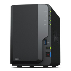 Servidor nas synology disk station ds223 2bay 1.7 ghz qc 2gb ddr 4 1 x gbe 3x usb 3.2