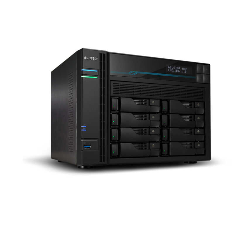 Servidor nas asustor tower 10 bay quad - core 8gb ddr4 10 gbe x 2 2.5 gbe x 2 usb 3.2