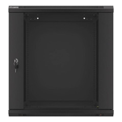 Armario lanberg mural rack 19 pulgadas 12u - 600x600 auto ensamblado negro puerta de cristal