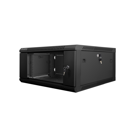 Armario lanberg mural rack 19 pulgadas 4u - 600x600 flat pack v2 negro