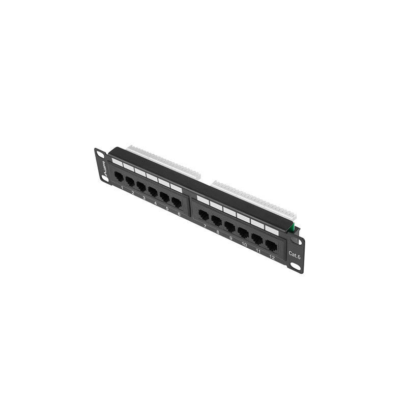 Patch panel lanberg 12 puertos 1u 10 pulgadas cat.6 negro