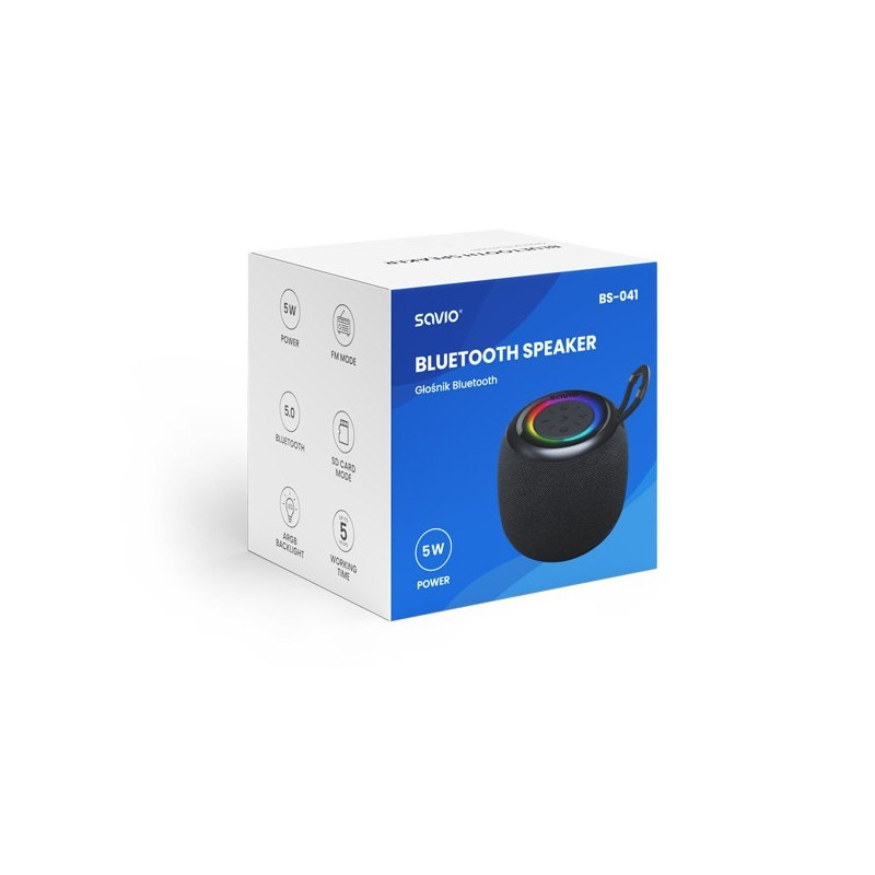 ALTAVOZ BLUETOOTH 5.0 5W NEGRO SAVIO BS-041