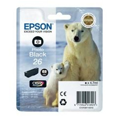 Cartucho tinta epson t261140 negro photo black 26 xp - 600 - 605 - 700 - 800 -  oso polar