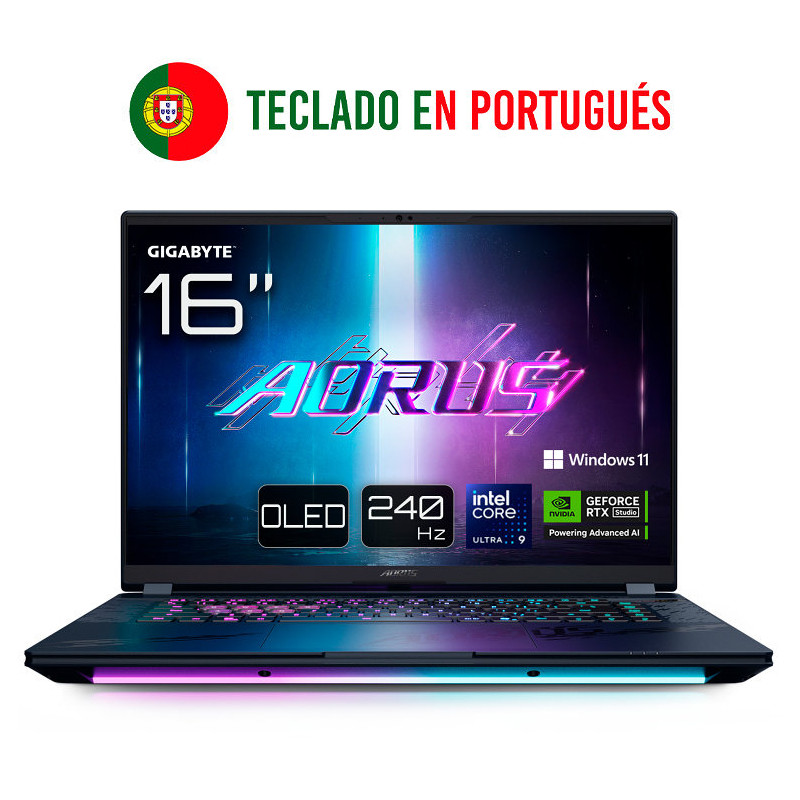 Portatil gigabyte aorus master 16 u9 - 275hx - rtx 5090 - 32gb - 1tb - 16 pulgadasoled - w11p -  portugues