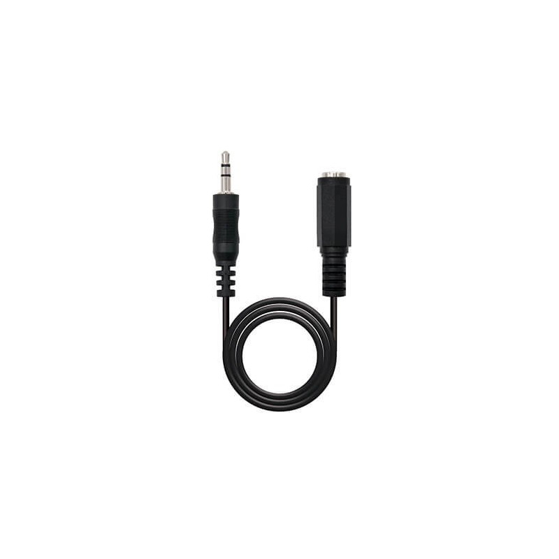 Cable audio jack - 3.5m a jack - 3.5h nanocable 3m -  macho - hembra -  negro