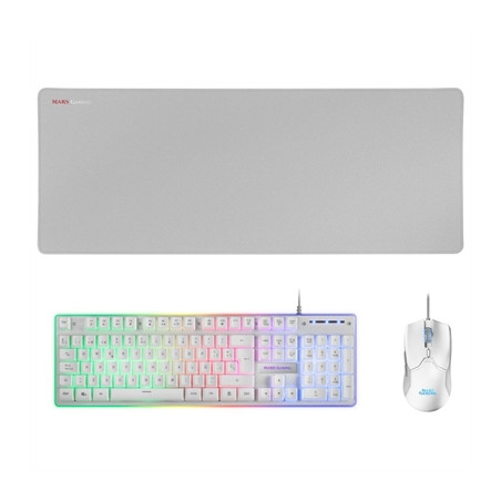 Kit teclado + raton mars gaming mcpx rgb blanco + alfombrilla