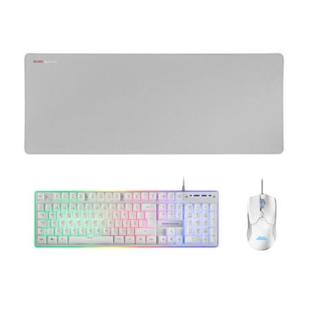 Kit teclado + raton mars gaming mcpxwpt rgb blanco + alfombrilla portugues