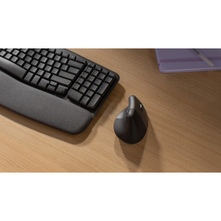 Mouse raton vertical logitech lift 6 botones 4000 dpi wireless inalambrico grafito