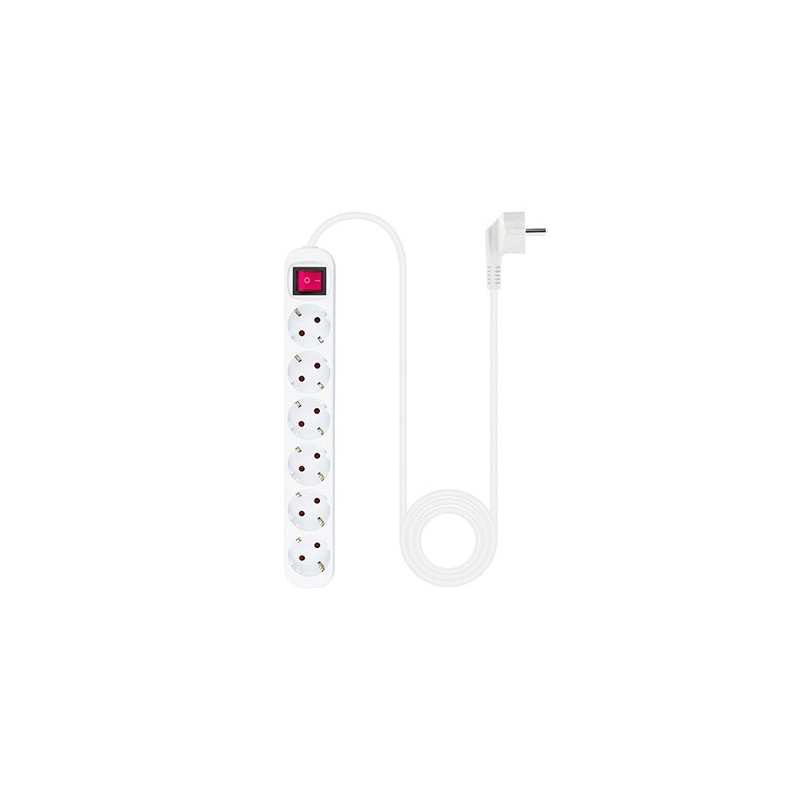 Regleta 6 tomas 1.4m nanocable con interruptor blanco 250v -  proteccion