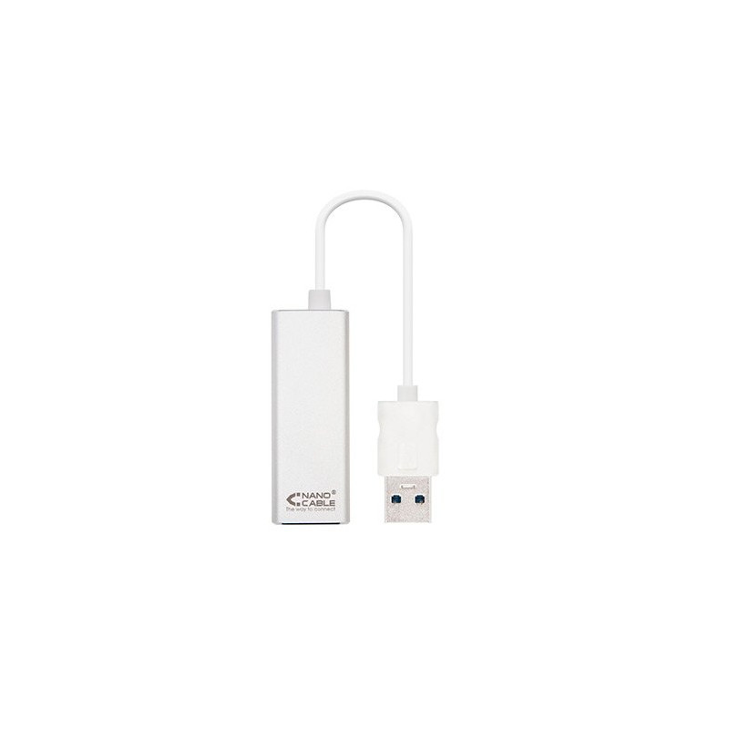 Cable conversor usb 3.0 a gigabit ethernet nanocable 10 - 100 - 1000mbps 15cm -  macho - hembra -  aluminio