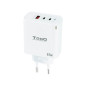 Cargador de pared tooq triple 2xusb - c + usb a blanco 65w