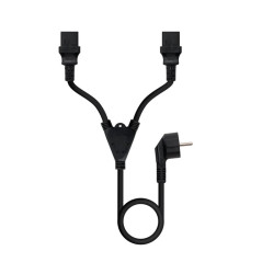 Cable alimentacion schuko a 2x c13 nanocable 1.8m -  macho - hembra -  negro