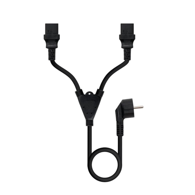 Cable alimentacion schuko a 2x c13 nanocable 1.8m -  macho - hembra -  negro