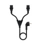 Cable alimentacion schuko a 2x c13 nanocable 1.8m -  macho - hembra -  negro