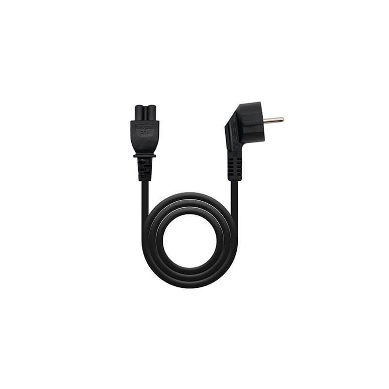 Cable alimentacion tipo trebol 1.5m nanocable negro corriente -  acodado -  schuko c5 -  awg18