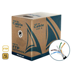 Bobina de cable de red exterior cca slido en caja  ftp  cat. 6  100 metros