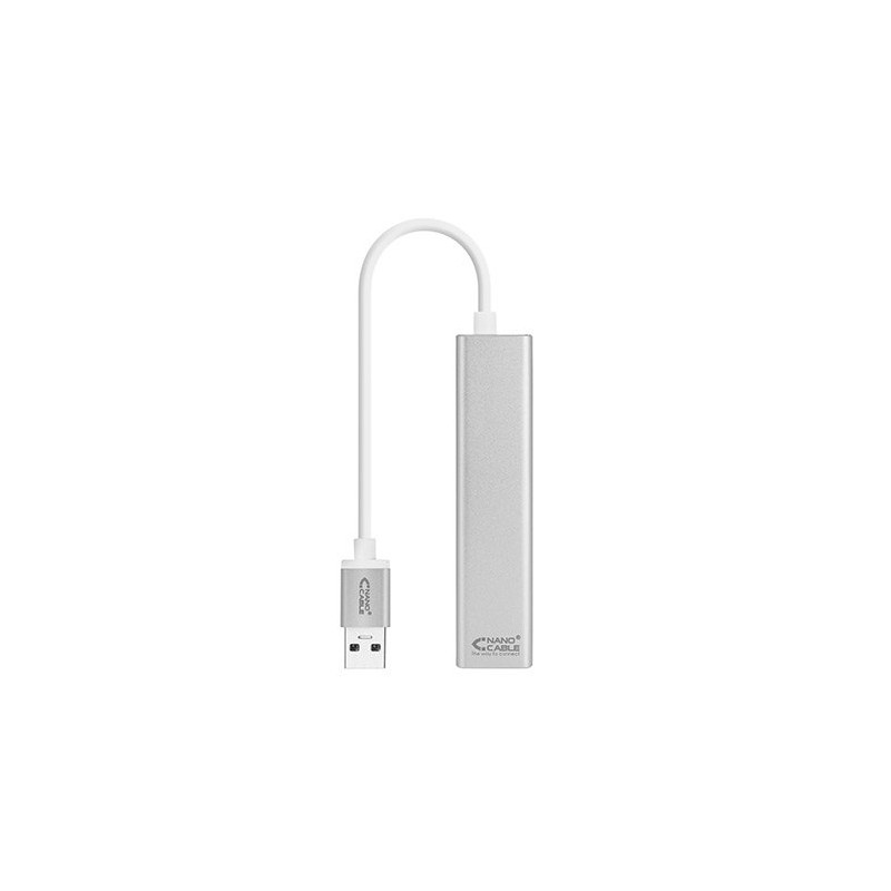 Cable usb tipo a 3.0 a ethernet gigabit+3xusb nanocable 0.15m plata