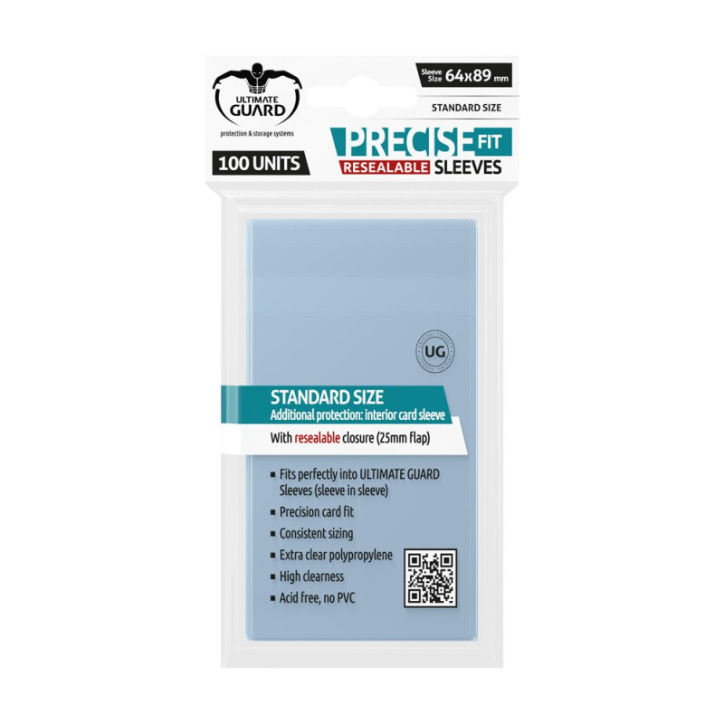 Fundas transparentes de cartas ultimate guard precise - fit cierre reutilizable tamao estndar 100 unidades