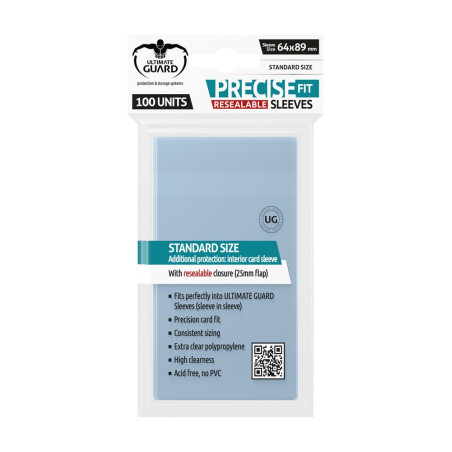Fundas transparentes de cartas ultimate guard precise - fit cierre reutilizable tamao estndar 100 unidades